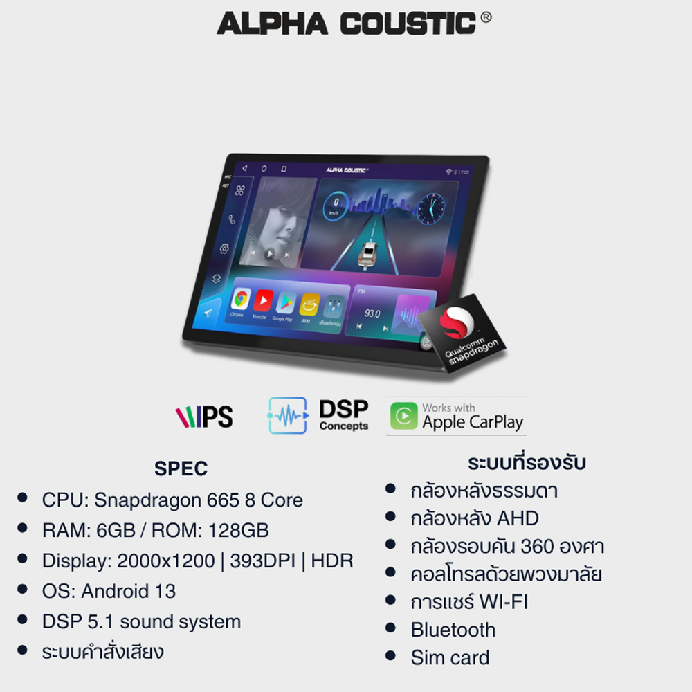จอติดรถยนต์ Alpha Coustic รุ่น Q10