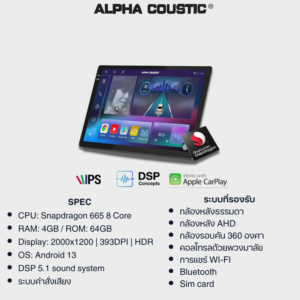 จอติดรถยนต์ Alpha Coustic รุ่น Q9